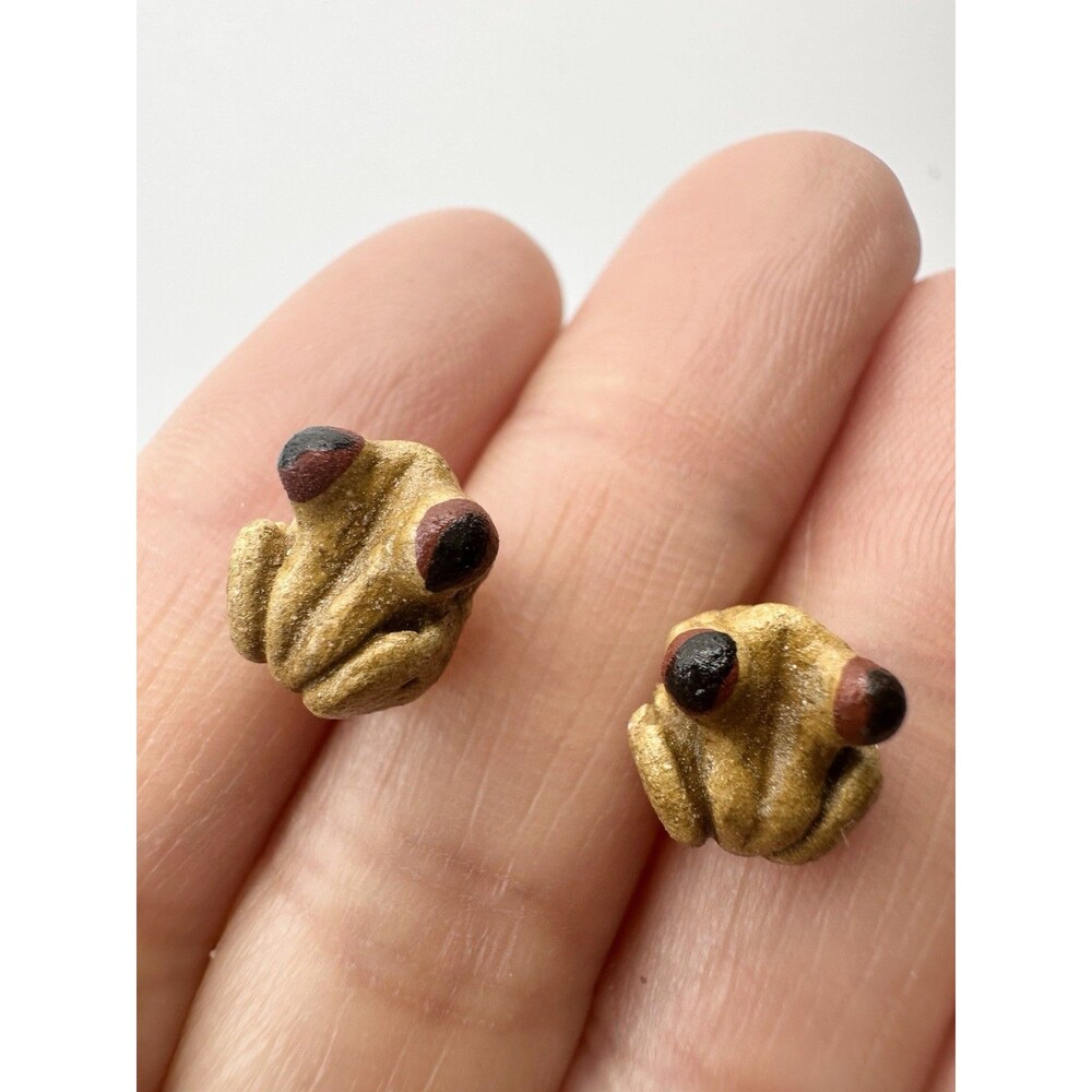 Vintage Puerto Rico Coqui Frog Pierced Earrings
